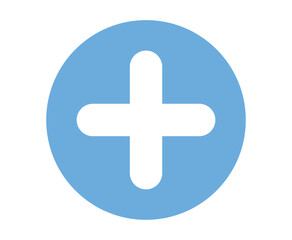 Add, plus, medical cross round button. 3d vector icon. Cartoon minimal style.