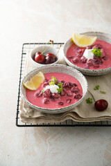 Cold cherry soup with yogurt