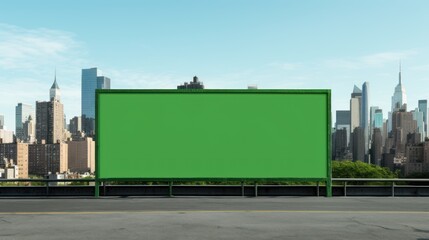 Obraz premium Blank green screen billboard with cityscape 