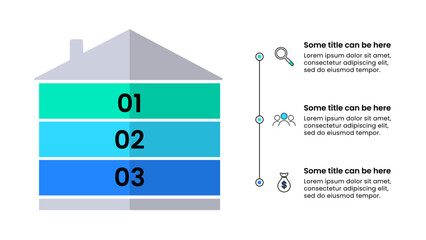 Infographic template. House with numbers and 3 steps