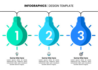 Infographic template. 3 hanging bulbs with numbers and icons