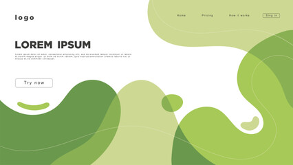 Modern abstract web page design with smooth green shapes and minimalistic style.
