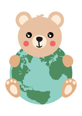 Obraz na płótnie Canvas Cute teddy bear with a globe