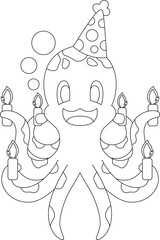 Octopus Birthday Candles Animal Vector Graphic Art Illustration