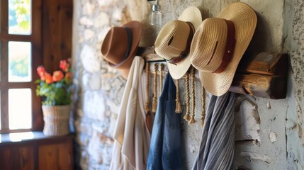 Rustic Style Hat Rack in Cozy Foyer
