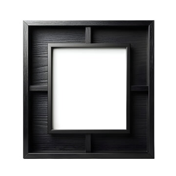 black empty wooden  frame Isolated on white background.	