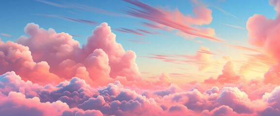 Adorable gradient scene with fluffy clouds and pastel skies, creating the cutest and most beautiful...