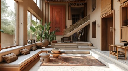 A craftsman retreat in Cairo, celebrating Egyptian heritage with intricate details and rich textures