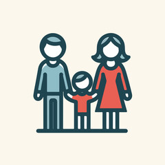 Happy family. Father, mother, son and daughter together. Vector illustration of a flat design