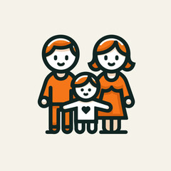 Happy family. Father, mother, son and daughter together. Vector illustration of a flat design