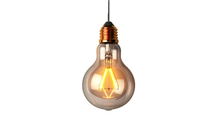 A light bulb with a glowing filament. Isolated on transparent background, png file.