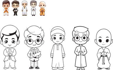 Global Faith Leaders, Children Dressed in Various Religious Attires