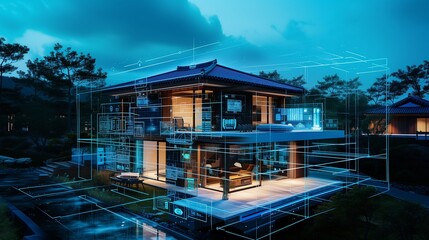 Fototapeta premium A futuristic with integrated AI systems 