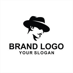 Silhouette of a man in a hat logo