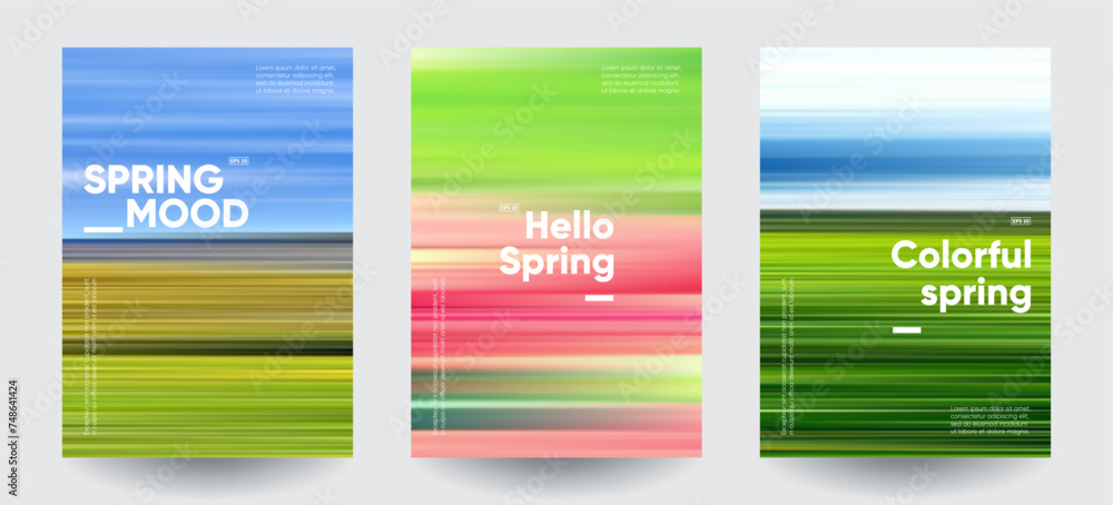 Aufkleber spring backgrounds set. creative gradients in spring colors.