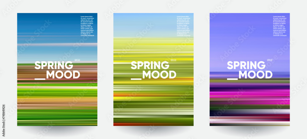Poster spring backgrounds set. creative gradients in spring colors.