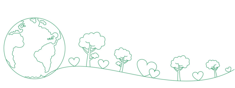 Line art design love earth and trees