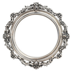 Elegant Silver Frame Isolated on Transparent Background