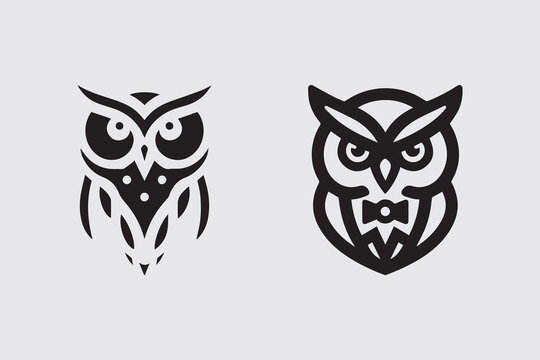 editable owl face simple logo