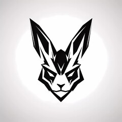 black and white vector logo of rabbit head with minimalist background. generative ai