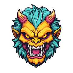 demon beast cartoon vector illustration. colorful concept