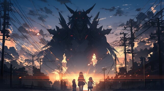 Abandoned towns in a post-apocalyptic world - a daytime scene with lens flares and dramatic lighting, illustrated in the style of a anime poster