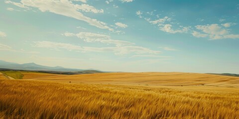 A field of golden wheat against a beautiful light sky. Harvest concept