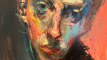 Portrait of a man, Abstract oil painting in pastel. 
Interior painting. Contemporary art.