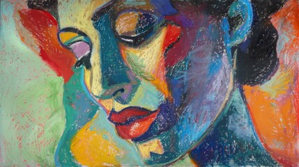 girl, woman, portrait, pastel, art, modern, oil, colored, geometry, multicolored, brushstrokes, artistic, canvas, face, texture, artist, painting, paint, artwork, drawing, image, background, colorful,