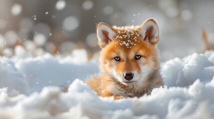 Obraz premium red fox in winter forest