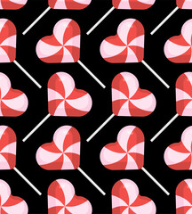 Candy love Pattern seamless. Lollipop heart Background. romantic texture