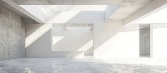 3d render illustration of empty interior building with concrete floor and corner. Generated AI image