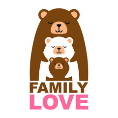 Bear Family symbol. Sign of love and family. Bears hug each other - 748647248