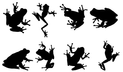 Set of frog silhouettes