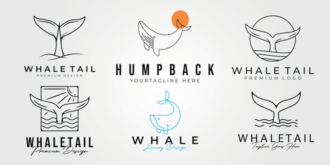 set of whale logo line art vector illustration design  © rozvabarokah