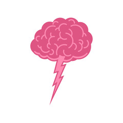 Brainstorm symbol. Brains and lightning icon. - 748647497