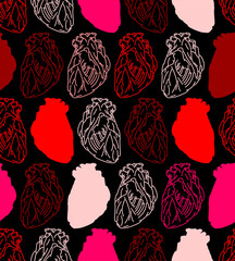 Anatomical heart hand drawing Pattern seamless - 748647641