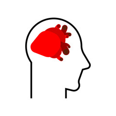 Heart in head icon. Sign of person in love. Thinking with heart symbo - 748647667