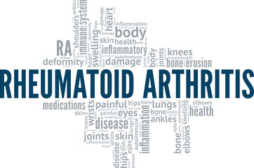 Rheumatoid Arthritis word cloud conceptual design isolated on white background.