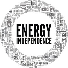 Energy Independence word cloud conceptual design isolated on white background.