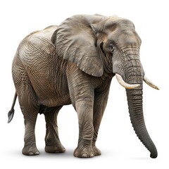 side-view_cute_young_indian_elephant_trunk_upwards_white_background_ai_generated - obrazy, fototapety, plakaty