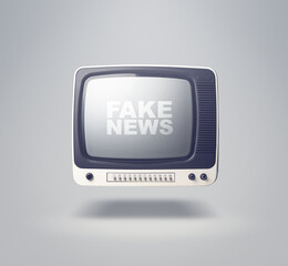 Vintage television broadcasting fake news