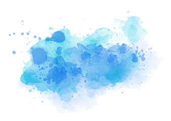 Abstract hand painted blue watercolour splatter design - 748649682