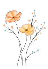 Decorative hand painted floral watercolour background - 748649688