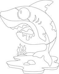 Shark Halloween Zombie Animal Vector Graphic Art Illustration