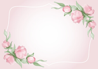 Fototapeta na wymiar Elegant background with a hand painted floral frame