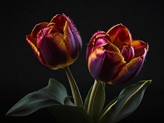 Amazing tulips isolated in studio background.