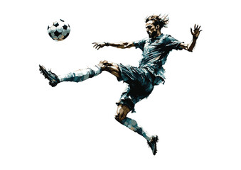 soccer player in action on white background - 748650637