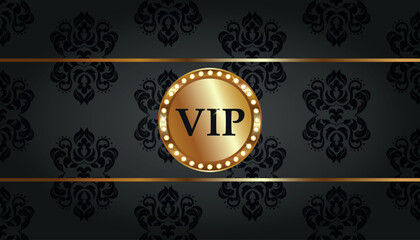 Vip gold vintage casino background with golden frame