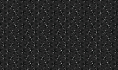 Obraz premium 3D realistic white lines and dark black gradient pattern. Modern cube texture. seamless pattern Background. Repeating tiles. Triangular volumetric elements of different random size. 3D illustration.